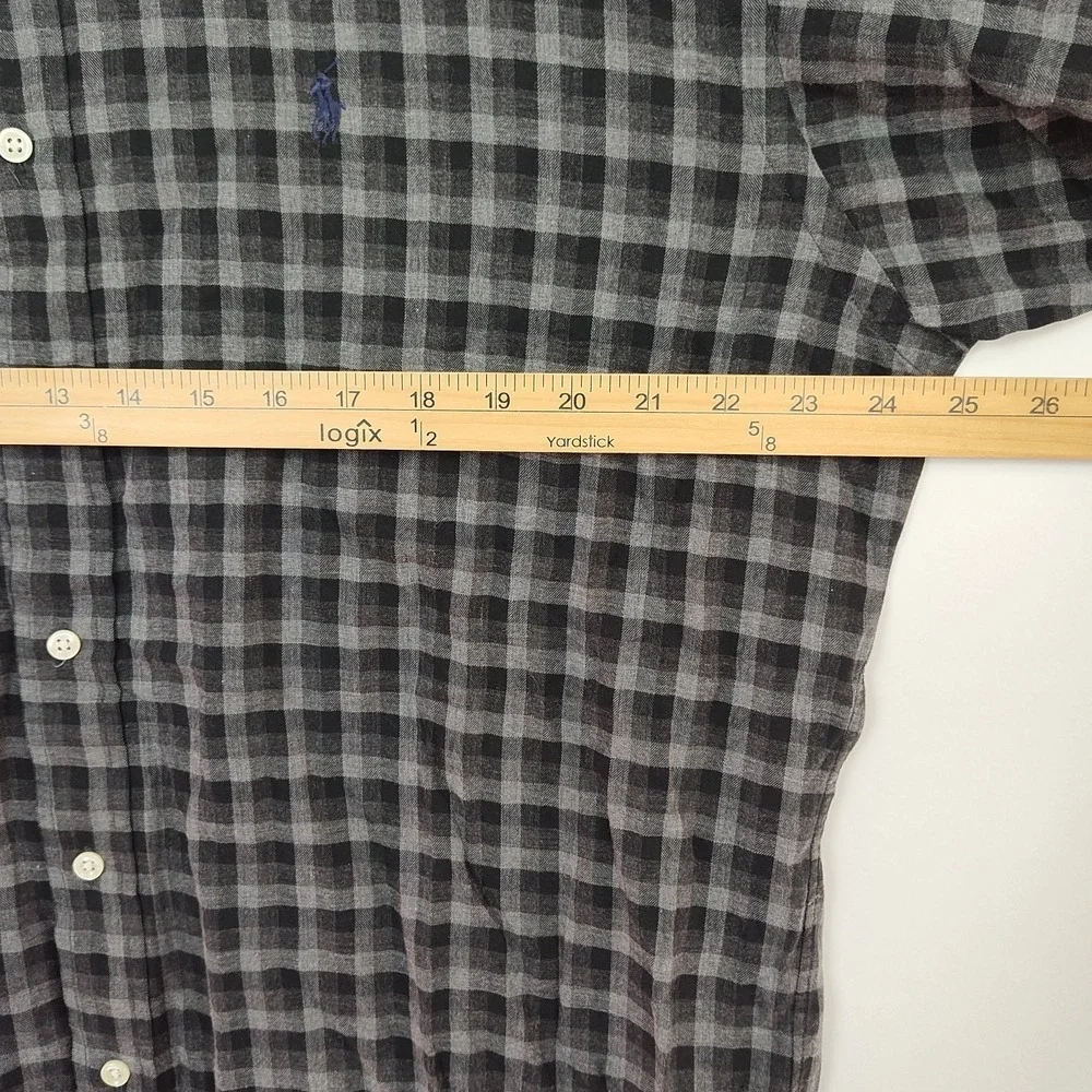Polo Ralph‎ Lauren Button-Up Shirt Men's M Black/Gray Plaid Blake Long Sleeves